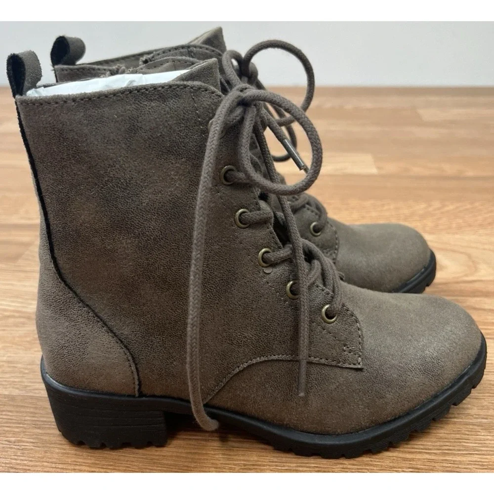 Sun + Stone Little Girls Frankie Boots, Brown Size 12 Zip Sides NEW